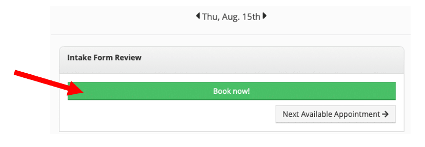 Screenshot of booking on Gingr